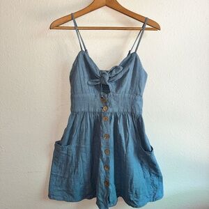 Roxy Blue Cotton Gauze Button up Dress Women's Size XS